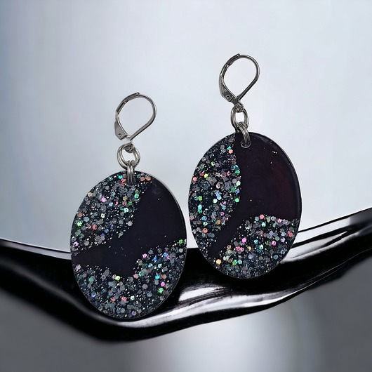 kolczyki z żywicy UNIKATOWE  kolczyki z żywicy : kolekcja QUEEN OF THE NIGHT III