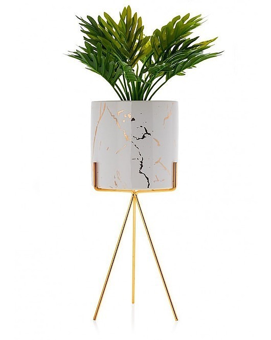 Kwietnik Metalowy Osłonka Ceramiczna Luna Gold MIA home