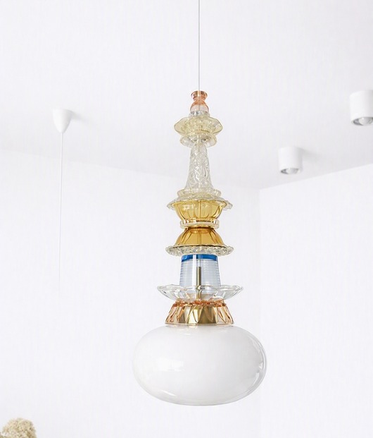 lampy wiszące Lampa wisząca szklana artdeco prl vintage retro