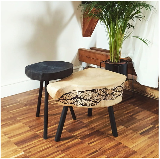 meble - stoły i stoliki - stoliki kawowe Stoliki drewniane. Zestaw opalany + wzór