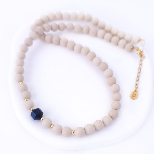 korale Naszyjnik z kamieni naturalnych - tygrysie oko, kamień rzeczny