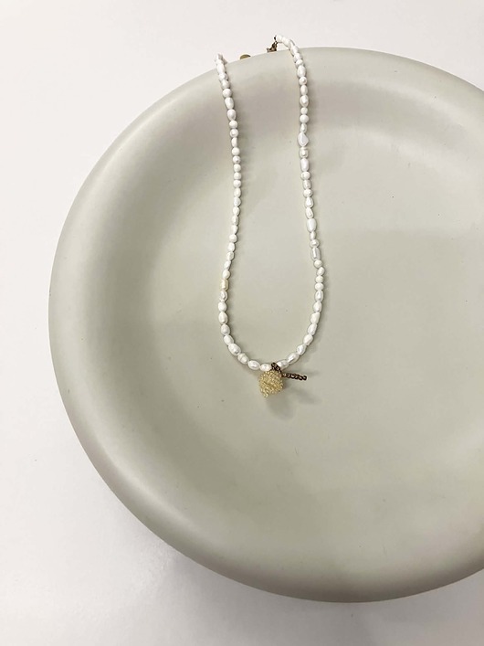 chokery FROSTY LEMON  - Perły naturalne z sercem handmade