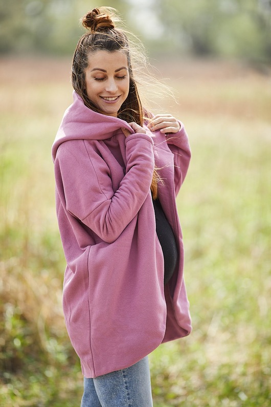 bluza z kapturem damska Peleryna do zadań specjalnych Liliowy róż