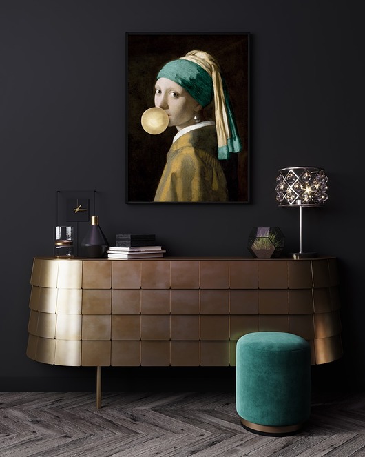 Plakat Portret z gumą wersja ze złotym balonem  HOG STUDIO