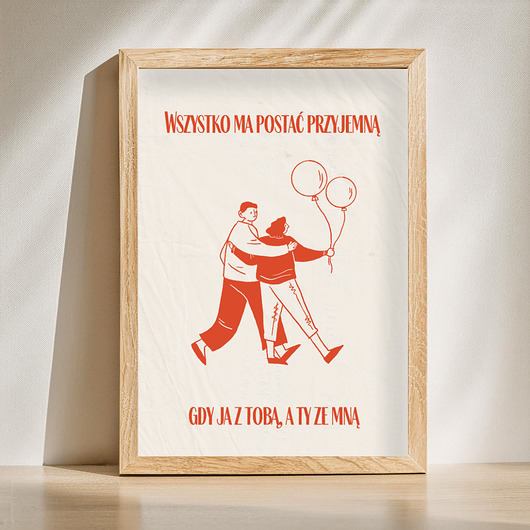 plakaty Minimalistyczny plakat dla pary, ja z tobą a ty ze mną