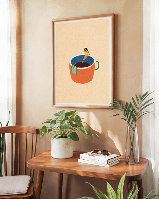 plakaty Pierwszy łyk espresso - plakat 50x70 cm z kawą