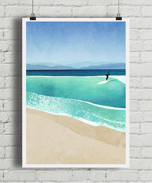 plakaty Plakat Surferka na falach
