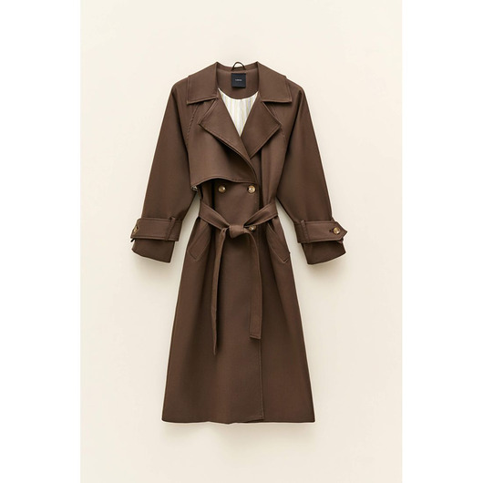 płaszcze damskie CS - Brązowy treancz ovesize