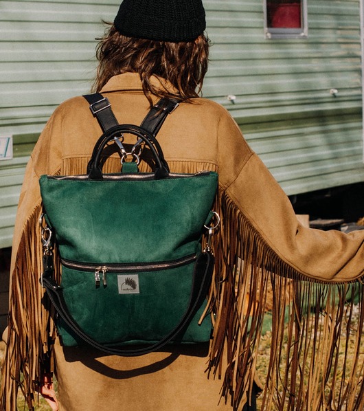 plecaki Plecak / torba 2 w 1 z nubuku tapicerskiego butelkowa zieleń