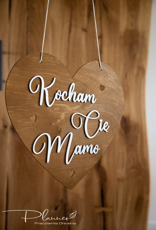 napisy dekoracyjne i tabliczki Serce Kocham Cię Mamo