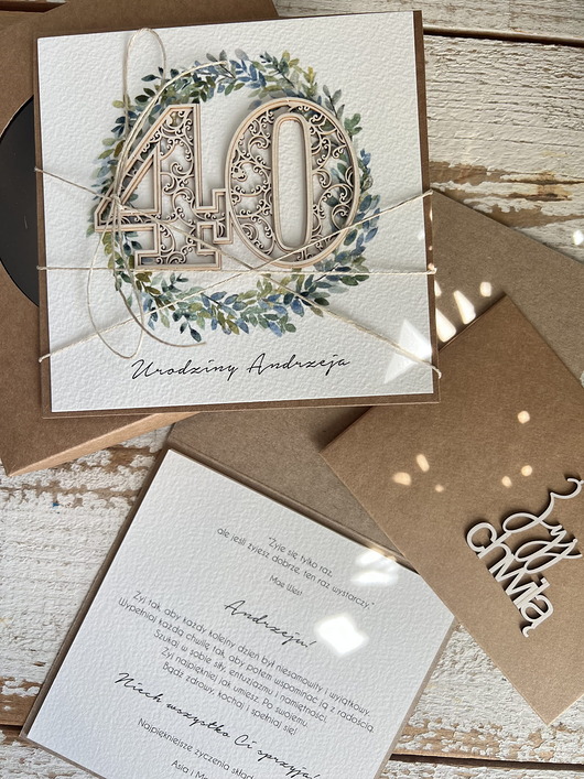 kartki scrapbooking Ręcznie robiona kartka na 40 urodziny z personalizacją