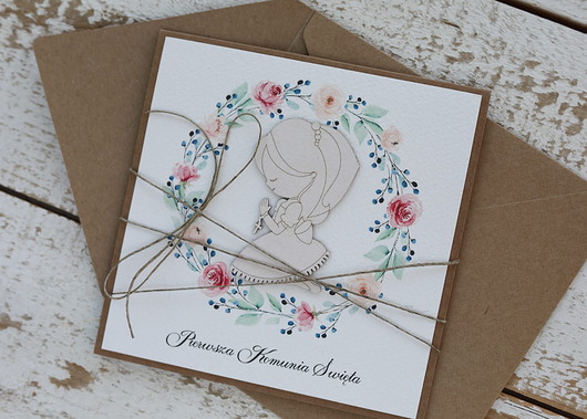 kartki na komunię Wyjątkowa kartka komunijna ręcznie robiona pamiątka komunii - prezent dla dzi