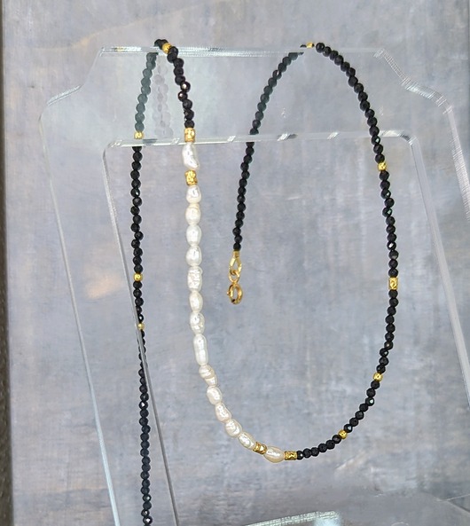 złote naszyjniki Turmalin z perłami, naszyjnik