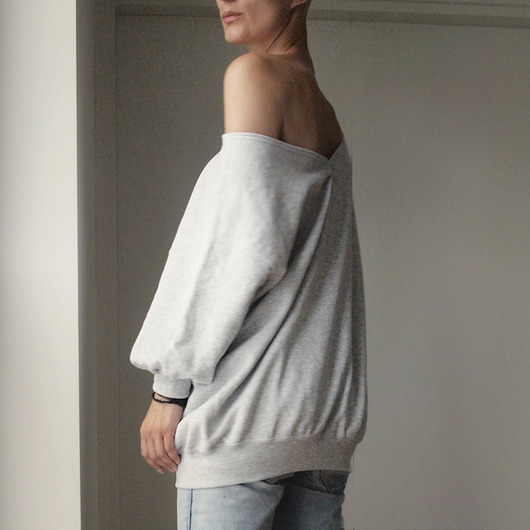 bluza bez kaptura damska Wielka Dwustronna Bluza Bomba Jasnoszara