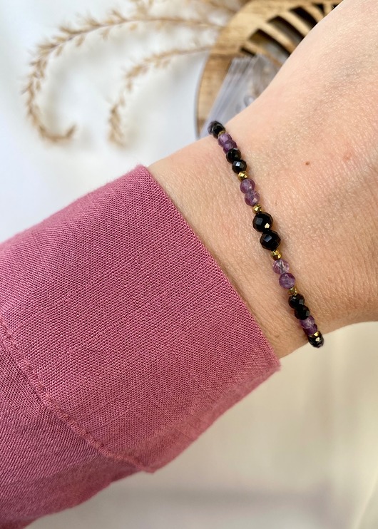 bransoletki z kamieni naturalnych Bransoletka Czarny Turmalin i Ametyst