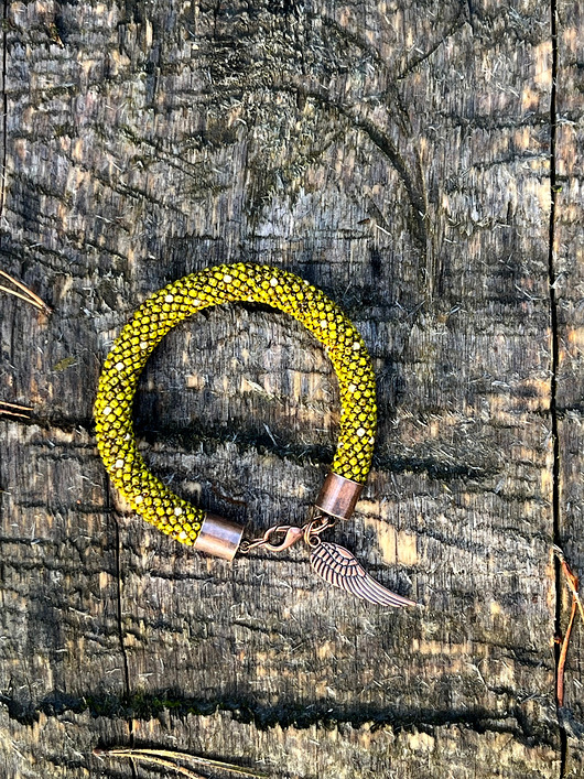 bransoletki ze szkła Bransoletka koralikowa Antique Olivine