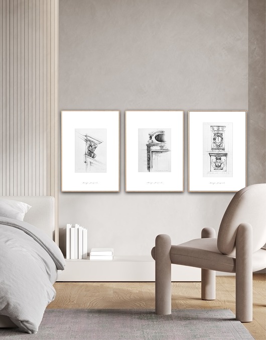 grafiki i ilustracje Detale architektoniczne - Komplet 3 reprodukcji