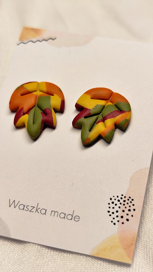 kolczyki z masy plastycznej Kolczyki jesienne liście