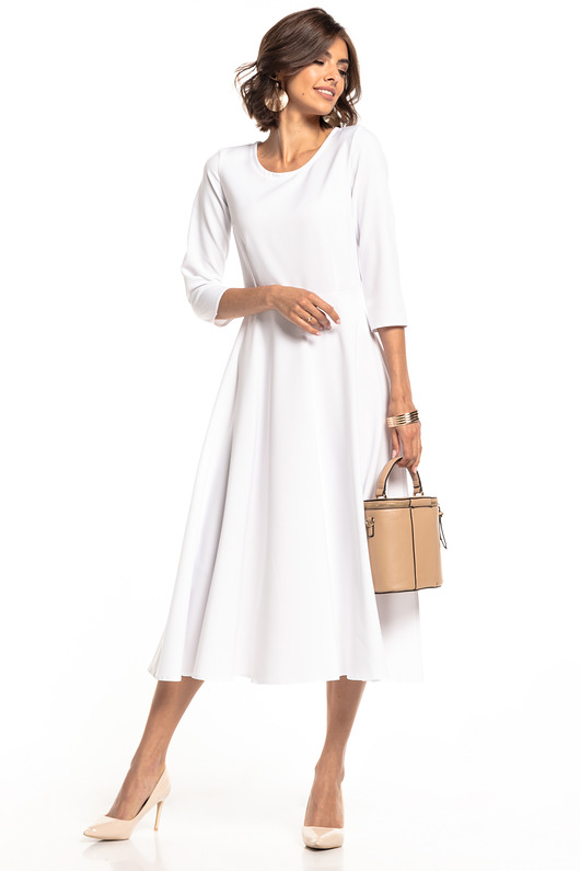 sukienki midi damskie Elegancka sukienka maxi , T327, biały