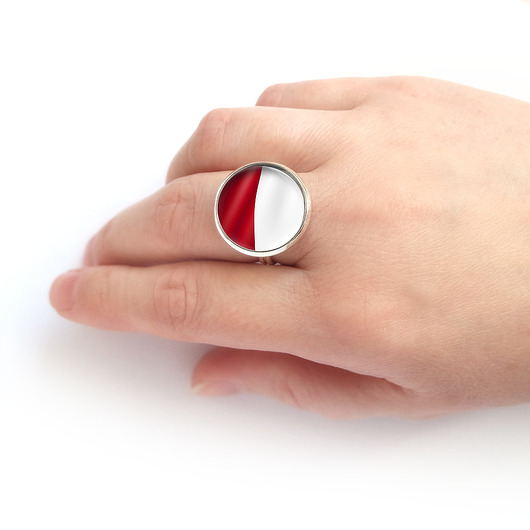 pierścionki srebrne Pierścionek - Polska flaga