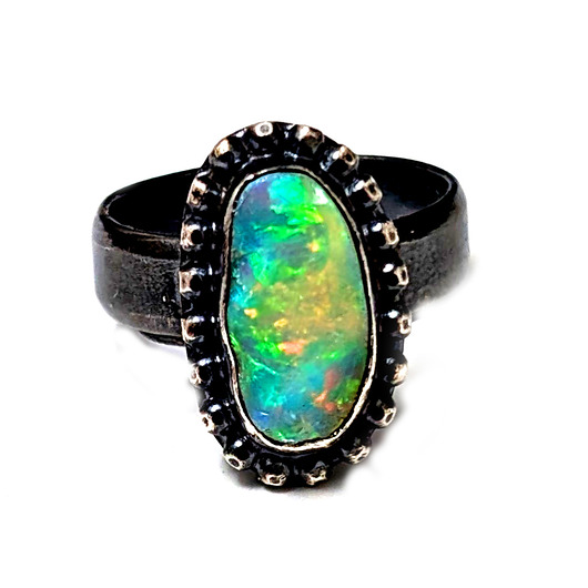 pierścionki srebrne Pierścionek tęczowy szlachetny opal