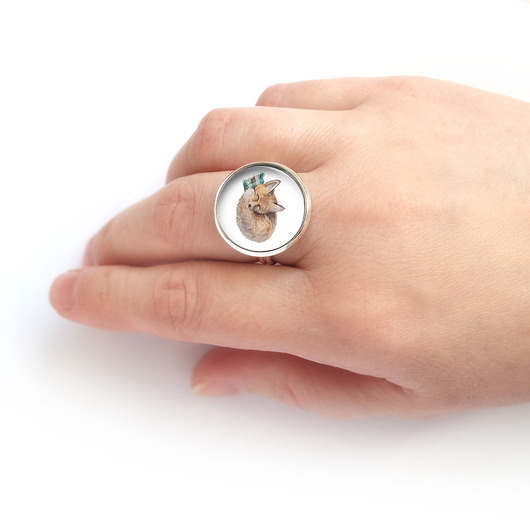 pierścionek z żywicy Pierścionek - Lisek