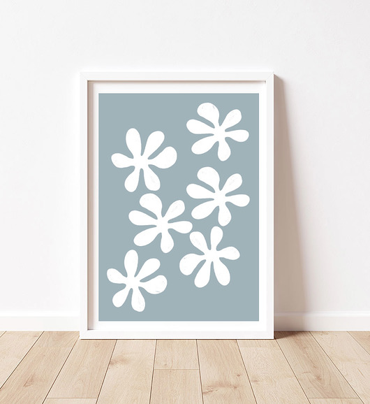 plakaty Plakat z kwiatami, szaro-błękitny