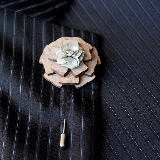 spinki do mankietów Drewniana elegancka wpinka na szpilce SREBRZYK