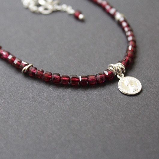 srebrne naszyjniki Naszyjnik Burgundowy