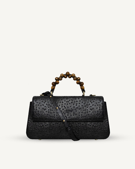 torby na ramię "Audrey" z tygrysim okiem, skóra na wzór strusia. Dwa kolory