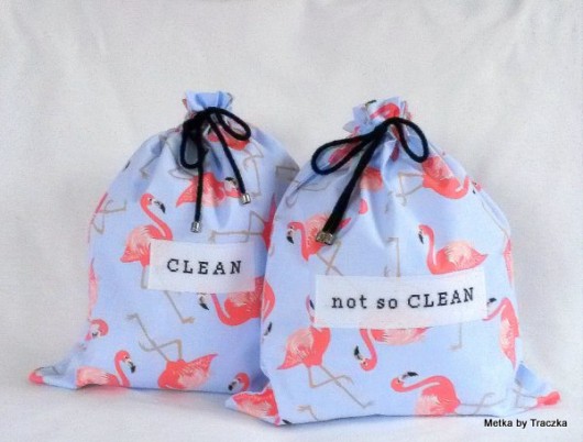 Pink Flamingos - underwear travel bags metka by traczka