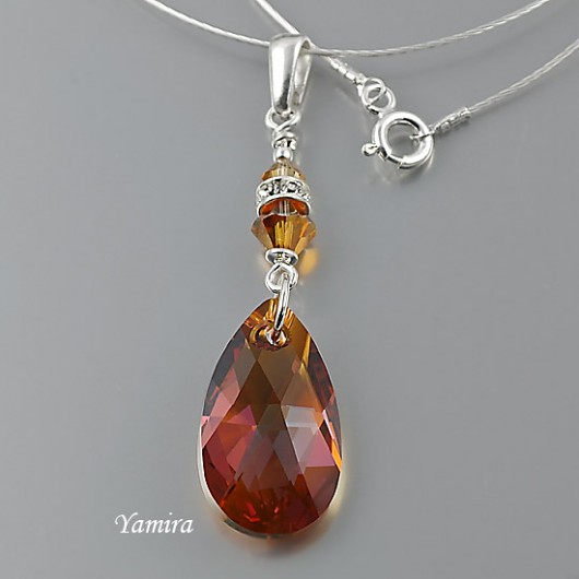 kryształ Swarovski Copper lux long - wisiorek yamira