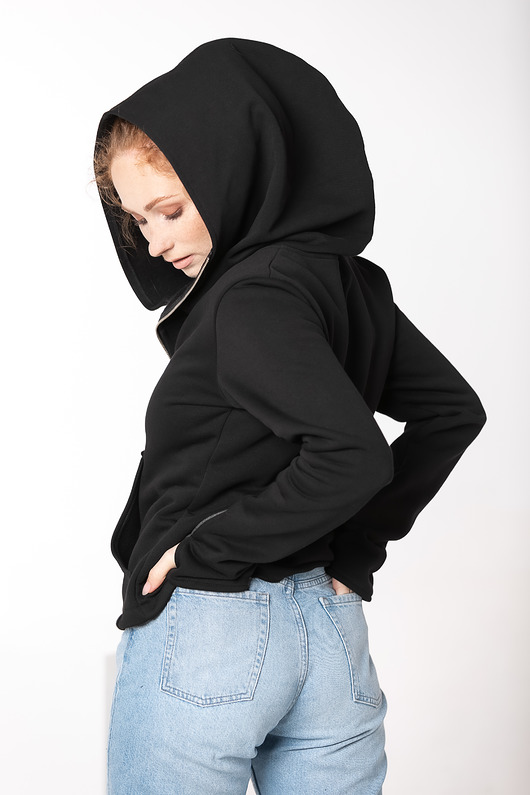 bluza z kapturem damska Bluza damska, asymetryczna bluza bawełniana,duży kaptur