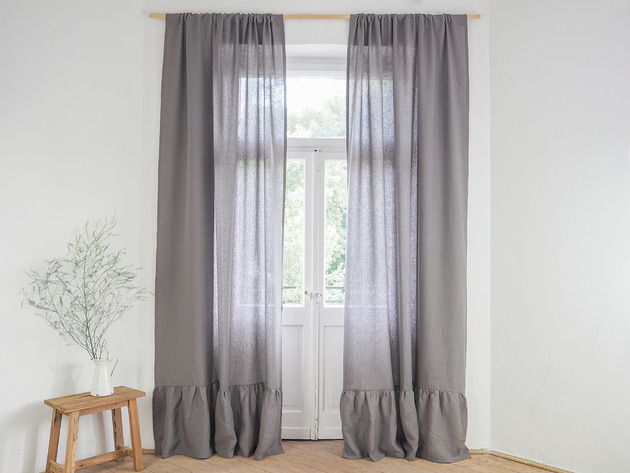 Zasłona Z FALBANKĄ TRUE GREY so linen!
