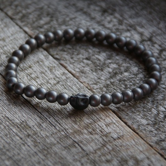 męska bransoletka :: mat hematite & skull kaktusia