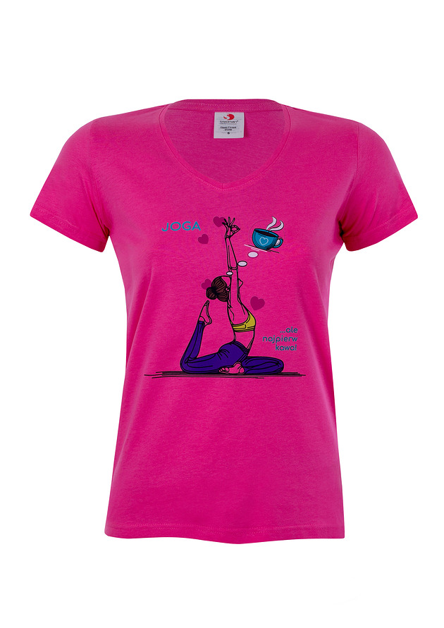 t-shirt damskie Bluzka t-shirt kawa JOGA  różowa