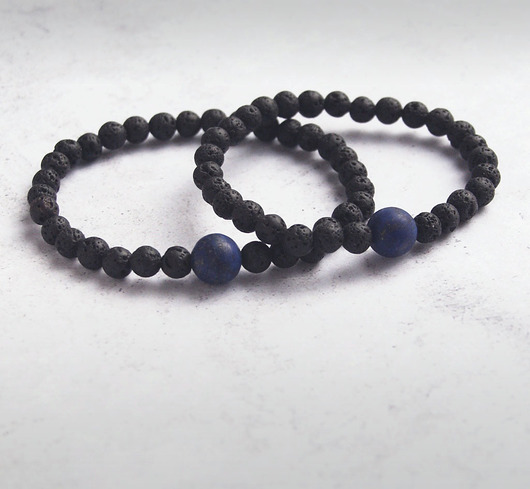 bransoletki z kamieni naturalnych KOMPLET dla PARY: lapis lazuli