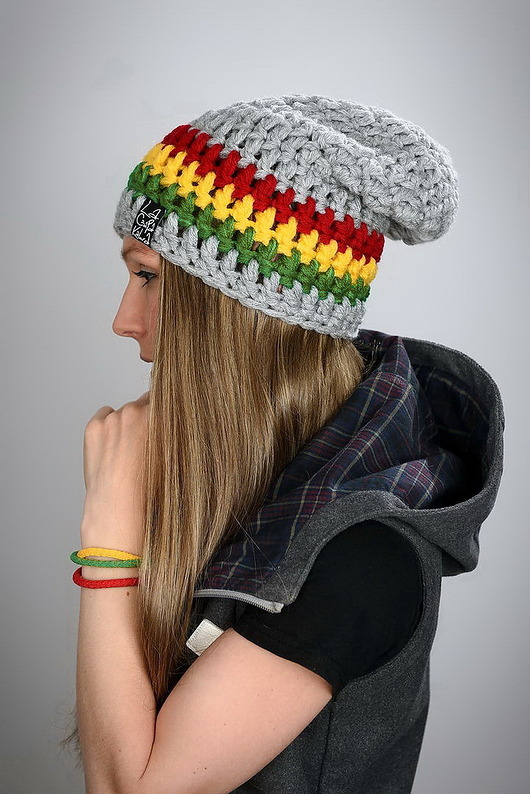 czapki damskie Czapka Rasta 01 - JASNA SZARA