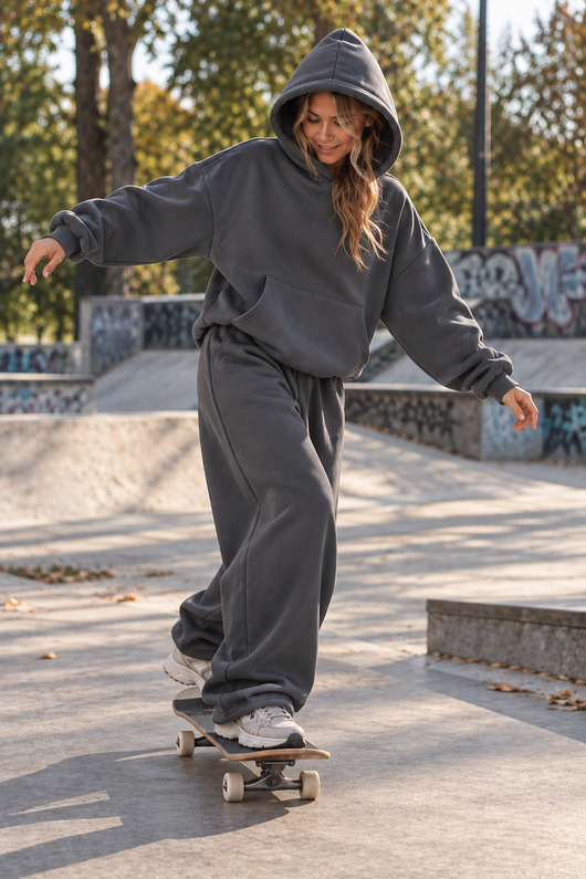 komplety damskie Zestaw - Dres Boxy&Baggy Grafit