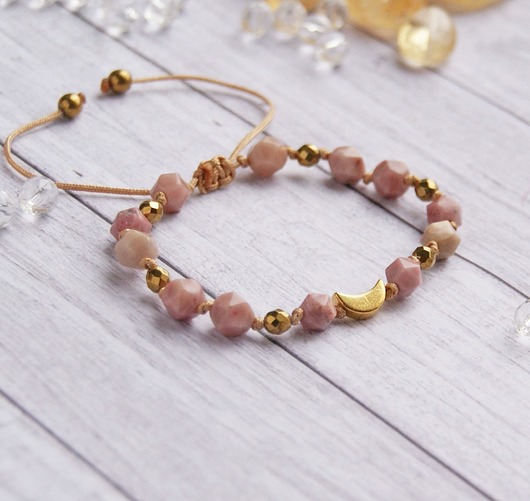 bransoletki z kamieni naturalnych Amulet LUNULA rodonit MIŁOŚĆ