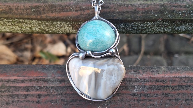 wisiory Krzemień i amazonit - wisiorek