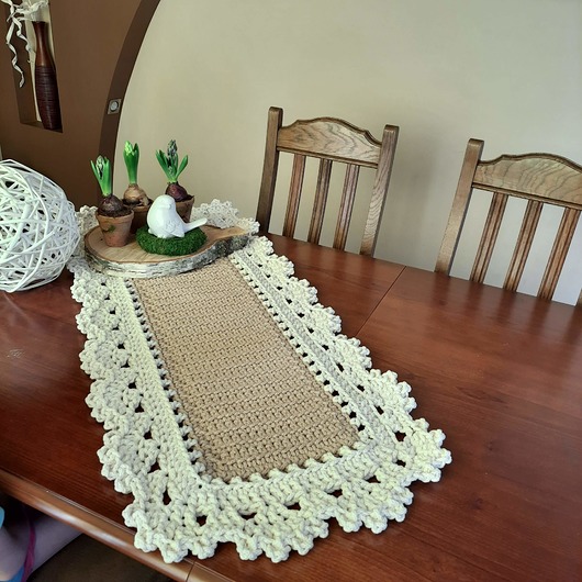 obrusy i serwetki Bieżnik prostokątny szydełkowy 50cmx120cm