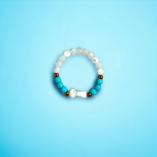 pierścionki elastyczne Pierścionek :: GRZYBEK :: magnezyt, muszla, hematyt