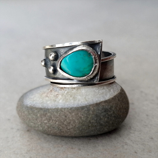 pierścionki srebrne Blue dot I srebrny pierścionek z turkusem