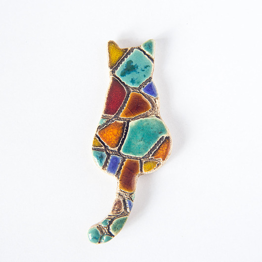 przypinki Kotek ceramiczny magnes 6 cm