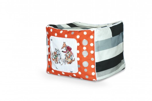 Pufa telewizor, patchwork Mr Puffini