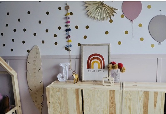 Drewniana miarka wzrostu -  piórko HappyDeco 