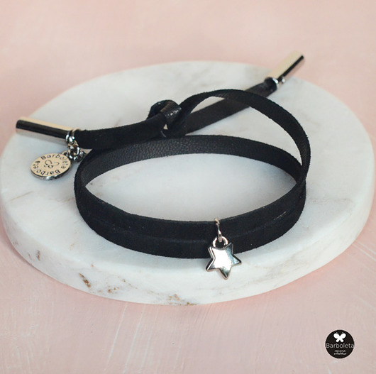mini black  star silver barboleta