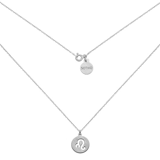 srebrne naszyjniki Srebrny matowy naszyjnik z zodiakiem Lwa