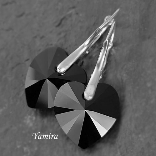kryształ Swarovski Heart Jet - kolczyki yamira
